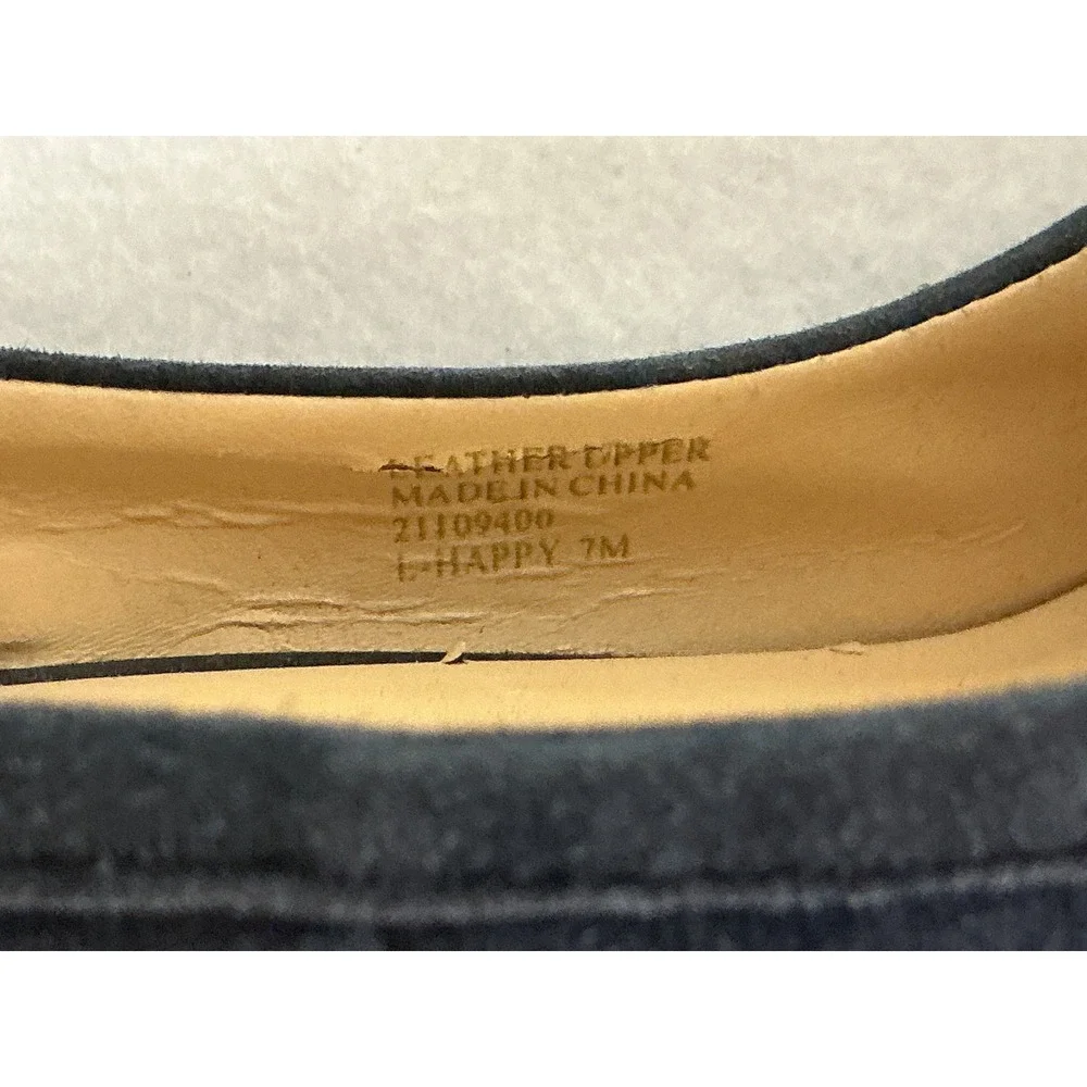 Franco Sarto Womens L-Happy Navy Blue Suede Moccasin Toe Bow Pumps Heels 7M